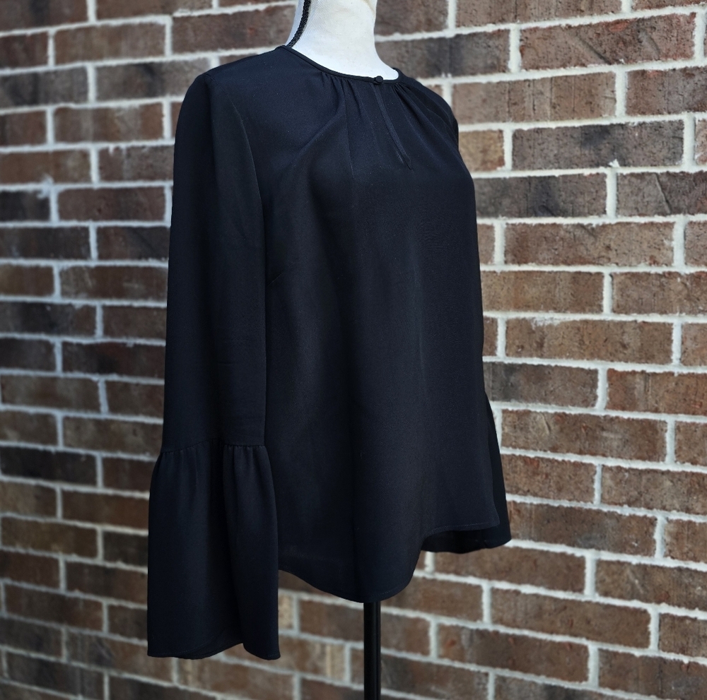 J.Crew Black Bell Sleeve Blouse Women’s Size 10 Flowy Dressy Top